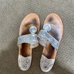 Jack Rogers Silver snakeskin print size 10